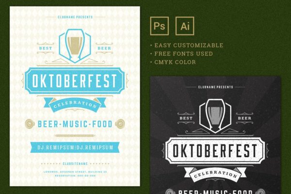 啤酒节活动海报设计模板1 Oktoberfest Flyer Template缩略图 啤酒节活动海报设计模板1 Oktoberfest Flyer Template