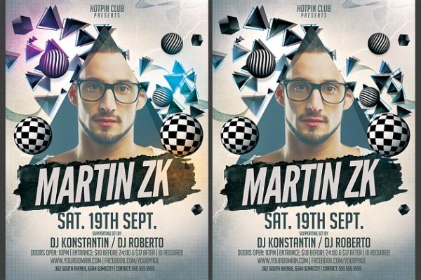 现代简约Dj派对传单模板 Minimal Dj Party Flyer Template