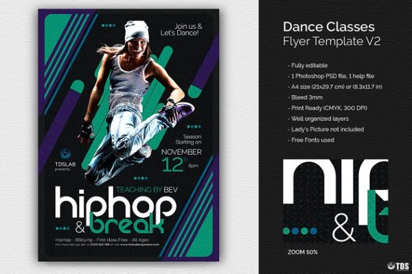 舞蹈培训课程宣传广告海报PSD模板v2 Dance Classes Flyer PSD V2缩略图 舞蹈培训课程宣传广告海报PSD模板v2 Dance Classes Flyer PSD V2