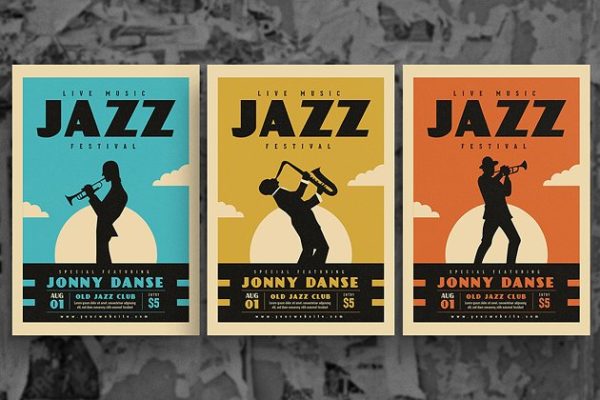 老式爵士乐人物剪影海报模板 Old Jazz Festival Series缩略图 老式爵士乐人物剪影海报模板 Old Jazz Festival Series