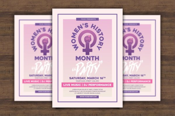 女权主义运动主题传单设计模板 Women’s History Month Flyer缩略图 女权主义运动主题传单设计模板 Women’s History Month Flyer