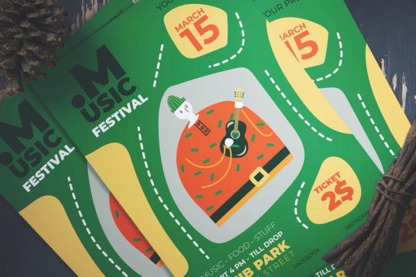 音乐节活动海报设计PSD&AI模板 Music Festival Flyer