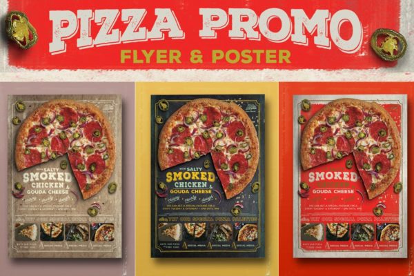 披萨广告促销海报传单设计 Pizza Promo Flyer缩略图 披萨广告促销海报传单设计 Pizza Promo Flyer