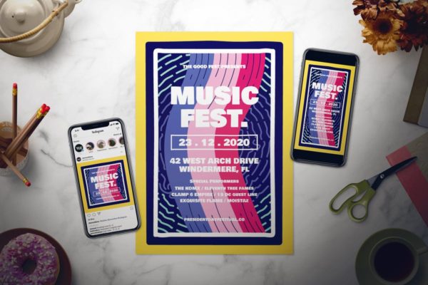流行音乐节活动海报设计PSD模板套装 Music Festival Flyer Set缩略图 流行音乐节活动海报设计PSD模板套装 Music Festival Flyer Set