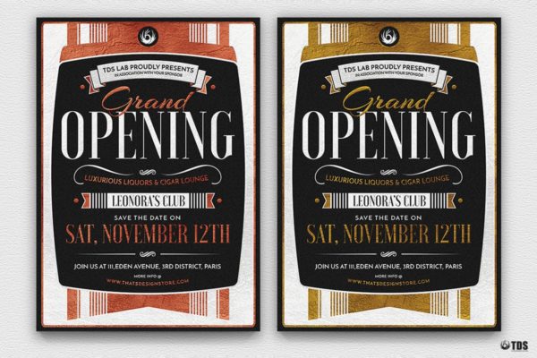 复古风格盛大周年庆典开幕海报传单模板 Grand Opening Flyer Template