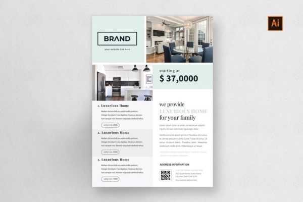楼盘/房地产销售宣传传单广告海报设计模板 Corporate Real Estate Flyer – 01