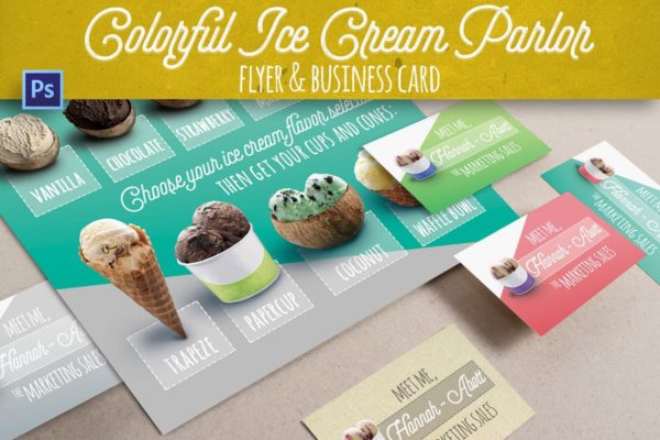 雪糕店宣传pop海报&名片设计模板素材 Modern Ice Cream Parlor Flyer缩略图 雪糕店宣传pop海报&名片设计模板素材 Modern Ice Cream Parlor Flyer