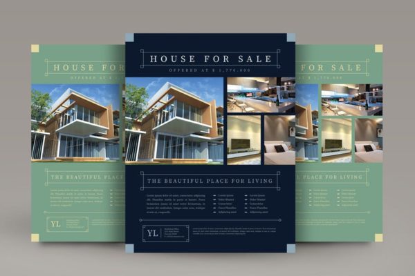 房地产销售租赁海报传单设计模板 Vintage Real Estate Flyer