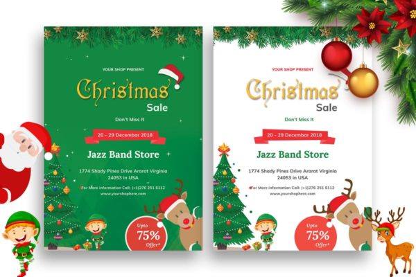 圣诞节节日促销海报设计模板 Christmas Sales Promotion – Flyer