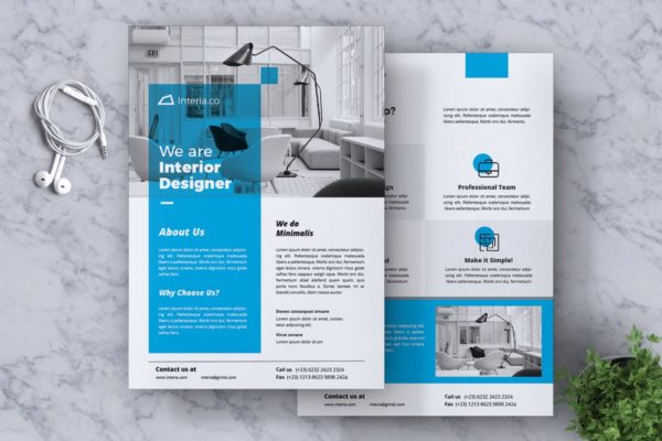 室内装修设计策划公司传单设计模板v2 Interior Design Flyer Vol. 02
