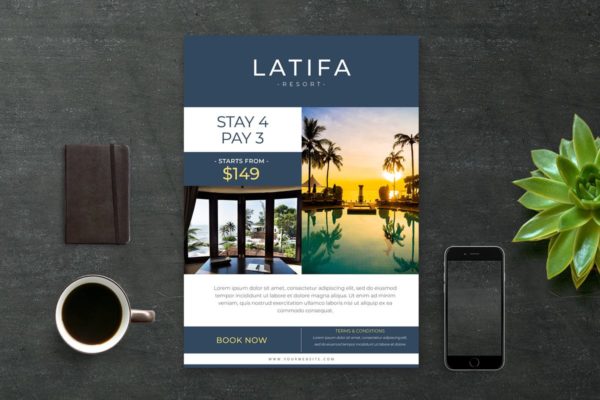 旅行社度假促销活动广告海报传单设计模板 Resort Flyer
