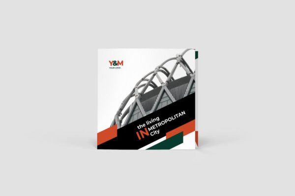 建筑大厦介绍三折页宣传册设计模板 Architecture Square Trifold Brochure