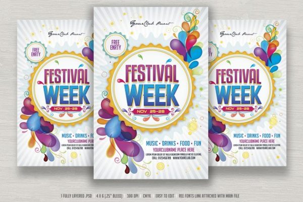 周末活动宣传海报模板 Festival Week Flyer缩略图 周末活动宣传海报模板 Festival Week Flyer