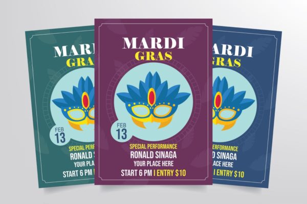 蒙面狂欢节活动海报设计模板 Mardi Gras Flyer Template Vol. 2缩略图 蒙面狂欢节活动海报设计模板 Mardi Gras Flyer Template Vol. 2