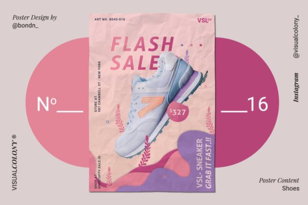 运动鞋单品发布海报设计模板 Sneakers Poster