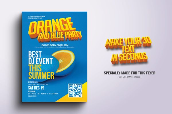 橙色派对活动海报传单设计模板 Orange Party Flyer & Poster Design