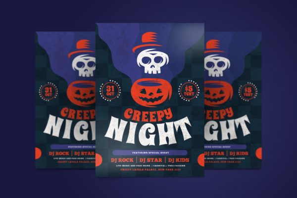万圣节恐怖之夜节日活动海报设计模板 Halloween Flyer
