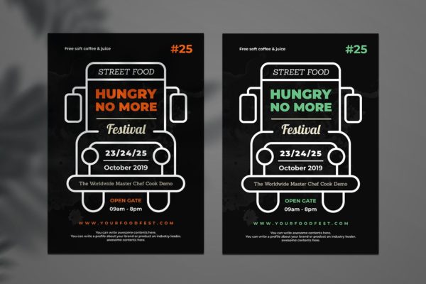 美式快餐卡车推广海报传单设计模板 Food Truck Flyer