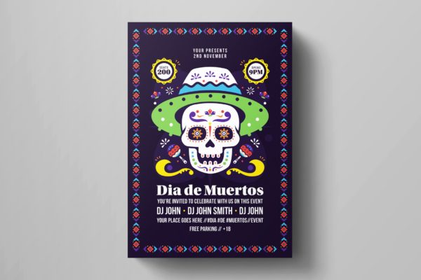 墨西哥亡灵节音乐派对活动海报模板 Dia De Los Muertos Flyer Template缩略图 墨西哥亡灵节音乐派对活动海报模板 Dia De Los Muertos Flyer Template