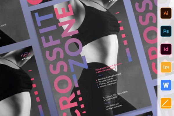 健身俱乐部/健身私教海报设计模板 Fitness Studio Poster缩略图 健身俱乐部/健身私教海报设计模板 Fitness Studio Poster