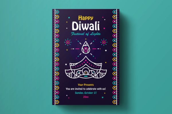 印度排灯节活动海报传单设计模板v1 Diwali Flyer Template缩略图 印度排灯节活动海报传单设计模板v1 Diwali Flyer Template