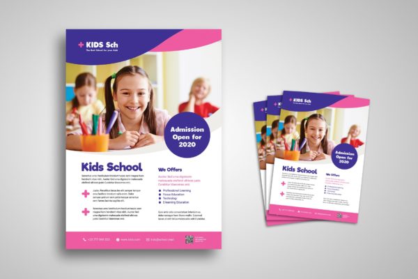 中小学招生学校海报设计模板 Kids School Flyer