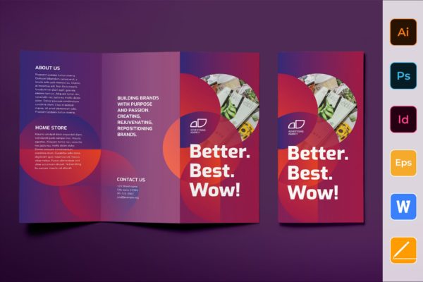 三折页设计风格广告代理公司传单设计模板 Advertising Agency Brochure Trifold缩略图 三折页设计风格广告代理公司传单设计模板 Advertising Agency Brochure Trifold