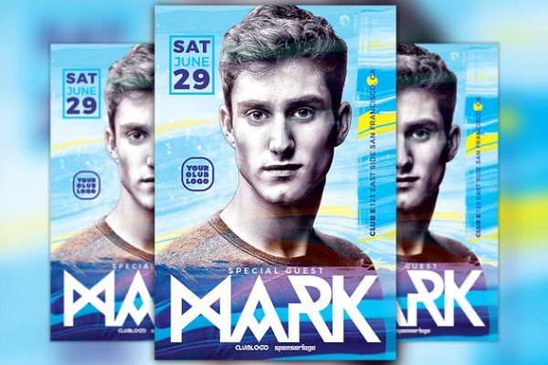 酒吧DJ俱乐部派对传单模板 DJ Mark Club Party Flyer Template