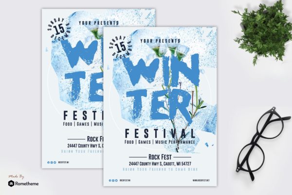 冬季音乐节活动传单设计模板 Winter – Music Festival Flyer Template RY