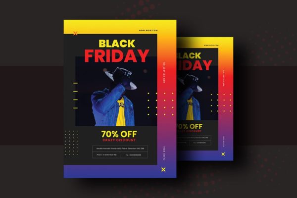黒五疯狂购物节大促活动广告海报传单模板v8 Black Friday Product Promotional Flyer V-8缩略图 黒五疯狂购物节大促活动广告海报传单模板v8 Black Friday Product Promotional Flyer V-8