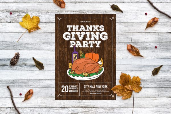 感恩节火鸡美食节海报传单模板 Thanksgiving Flyer缩略图 感恩节火鸡美食节海报传单模板 Thanksgiving Flyer