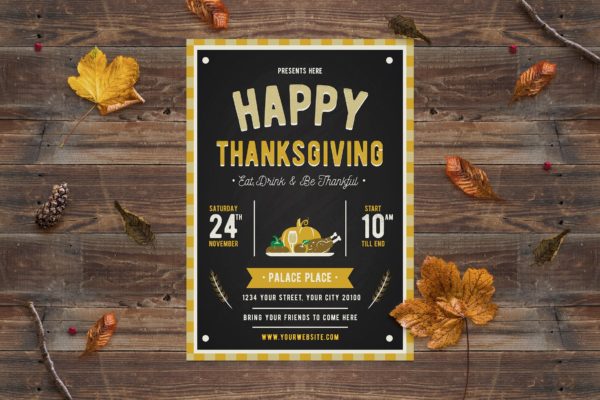感恩节主题美食活动推广海报传单模板 Happy Thanksgiving Flyer缩略图 感恩节主题美食活动推广海报传单模板 Happy Thanksgiving Flyer