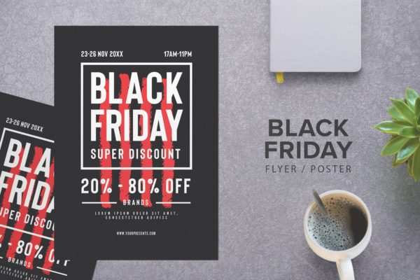 黒五血拼周广告海报传单设计模板 Black Friday Flyer