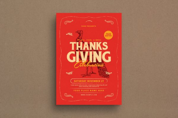 感恩节主题活动美食派对海报传单设计模板 Thanksgiving Event Flyer缩略图 感恩节主题活动美食派对海报传单设计模板 Thanksgiving Event Flyer