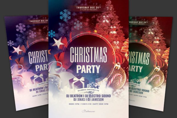 2019年圣诞节派对活动传单海报设计模板 Christmas Party Flyer