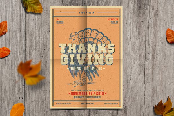 感恩节美食派对宣传海报传单模板 Thanksgiving Flyer缩略图 感恩节美食派对宣传海报传单模板 Thanksgiving Flyer