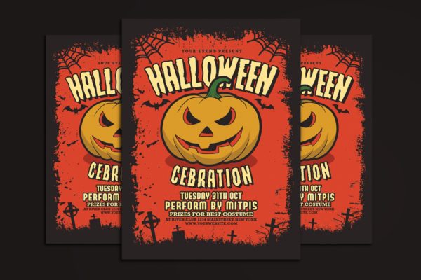 万圣节庆祝活动恶魔南瓜海报传单设计模板 Halloween Party Celebration缩略图 万圣节庆祝活动恶魔南瓜海报传单设计模板 Halloween Party Celebration