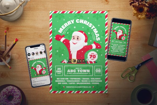 圣诞节促销电子海报/海报设计模板 Christmas Sale Flyer Set