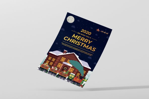 圣诞屋/礼物火车背景圣诞节主题海报传单模板 Christmas Flyer缩略图 圣诞屋/礼物火车背景圣诞节主题海报传单模板 Christmas Flyer