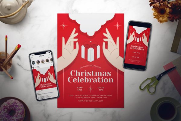 大红色圣诞节年终促销活动海报传单设计模板 Christmas Flyer Set缩略图 大红色圣诞节年终促销活动海报传单设计模板 Christmas Flyer Set