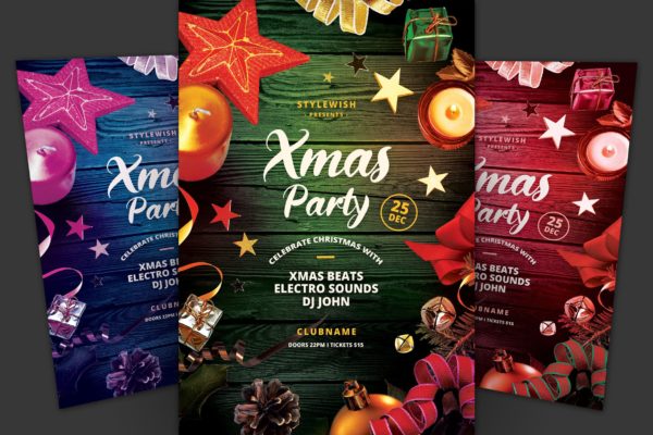 圣诞节狂欢派对活动宣传海报传单模板 Xmas Party Flyer缩略图 圣诞节狂欢派对活动宣传海报传单模板 Xmas Party Flyer