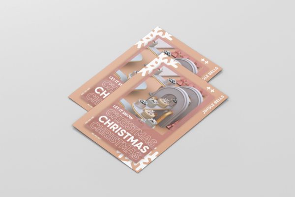 圣诞节蛋糕3D建模场景海报设计模板 Christmas Poster Template