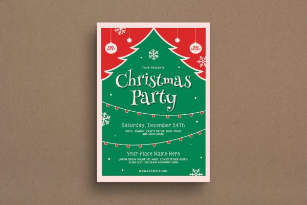 复古设计风格圣诞节活动海报传单模板v2 Retro Christmas Event Flyer