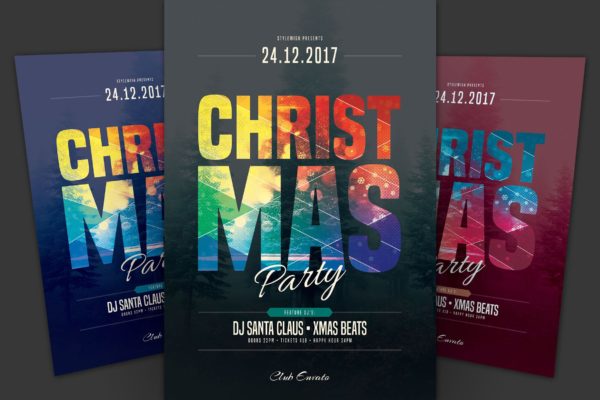 圣诞节音乐狂欢派对海报传单设计模板 Christmas Party Flyer