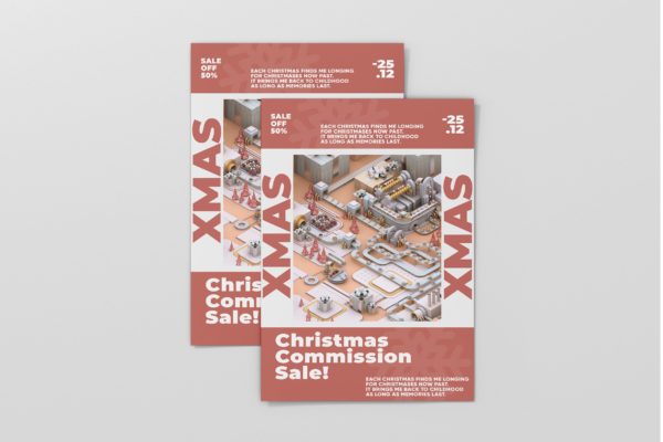 现代圣诞节大型派对3D建模场景海报设计模板 Modern Christmas Flyer缩略图 现代圣诞节大型派对3D建模场景海报设计模板 Modern Christmas Flyer