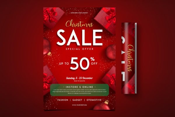 圣诞节礼物促销活动海报传单设计模板 Christmas Sale Flyer缩略图 圣诞节礼物促销活动海报传单设计模板 Christmas Sale Flyer