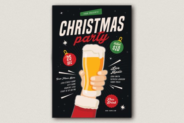 举杯同庆圣诞节主题活动海报传单模板 Christmas Flyer缩略图 举杯同庆圣诞节主题活动海报传单模板 Christmas Flyer