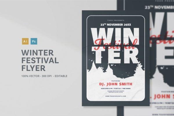 冬季主题活动雪景背景海报传单设计模板v1 Winter Festival Flyer缩略图 冬季主题活动雪景背景海报传单设计模板v1 Winter Festival Flyer
