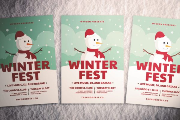 雪人背景圣诞节主题海报传单设计模板 Christmas Flyer缩略图 雪人背景圣诞节主题海报传单设计模板 Christmas Flyer
