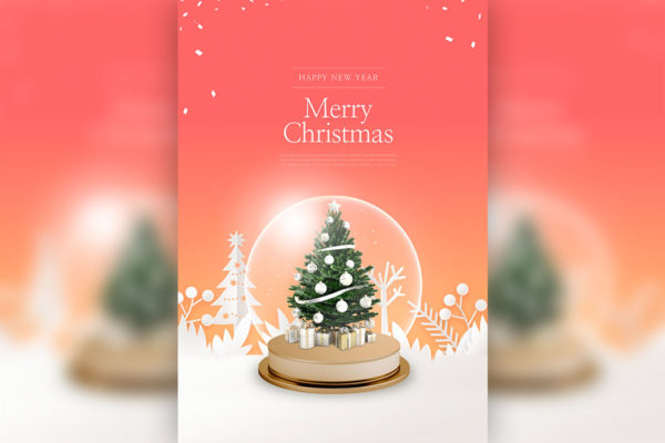 创意玻璃雪球圣诞/新年主题海报设计素材缩略图 创意玻璃雪球圣诞/新年主题海报设计素材